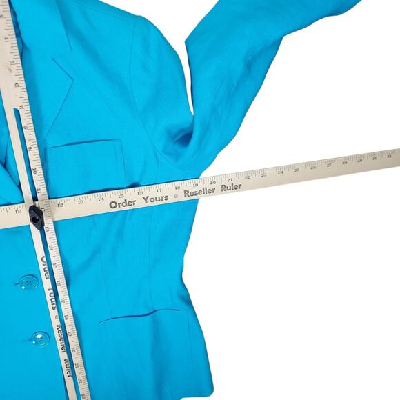 Talbots Irish Linen 3 Button Blazer Womens 10P Petite Blue Lined READ DESCRIPTIO - Picture 12 of 13